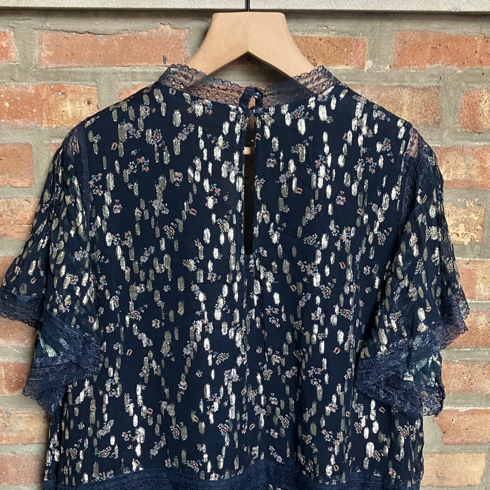 Anthropologie Maeve V-Neck Lurex Tiered Mini Dress. - Picture 8 of 16